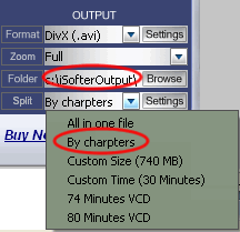 iSofter DVD Ripper Deluxe - Split settings